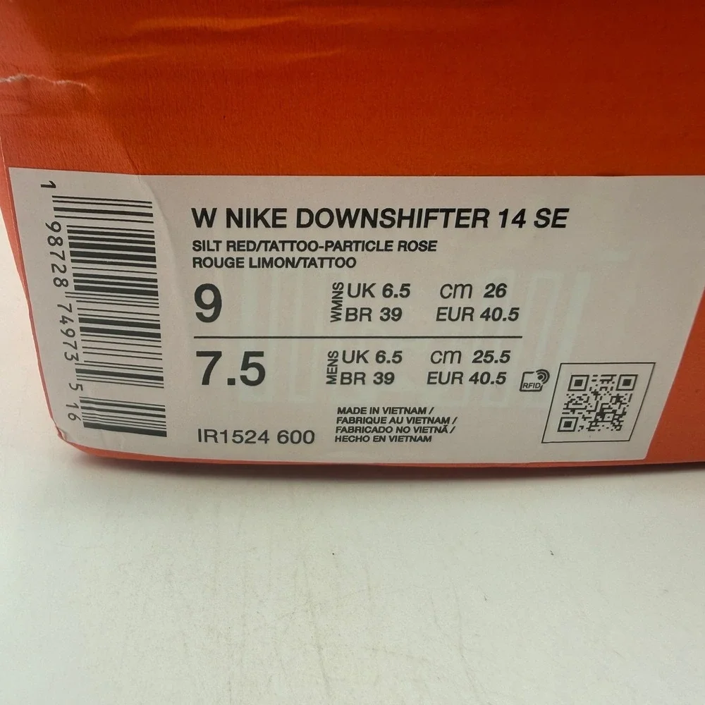 Nike Downshifter 14 SE Shoes Womens Size 9 Silt Red Rose Running IR1524-600